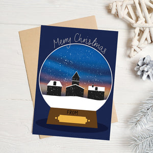 Snowy Church Snowglobe Christmas Card